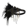 Bubbmi 1920s Flapper Headband Peacock Feather Headpiece, Great Gatsby Headband Costume Accessories for Women Showgirl Parties (HD6017black)