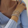Kercisbeauty 4pcs Tennis Miami Cuban Link Chain Bracelet Set for Women and Girls Rhinestones Chain Bracelet Party Boho Dainty Jewelry (Silver)