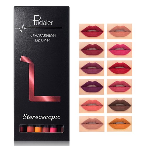 YUANLI 12 Colors Matte Lip Liner Pencil Set, Long Lasting Lip Pencil Set, Aterproof Lip Liner Pack for Precision Application, High Pigmented Natural Lip Makeup