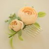 Wedding Yellow Ivory Flower Hair Comb Clips Floral Headpiece Floral Hair Accessories Christmas Festival Headpiece Women Girls Party Silvery