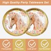 MASGY 40pcs horse birthday Party Supplies,include 20 dessert plate, 20 Napkin,For boys and girls birthday party supplies，Used for kentucky derby birthday Party Decoration (White and gold horse)
