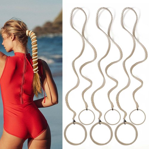 Blonde Pony Tails Hair Ties for Women Long Thick Curly Hair, Elastic Ponytail Holders Hair Bands No Damage Ponytail Wrap Hair Tie for Wind Water Sport Braided Hair Ties Scrunchies for Swimming 35“