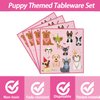 64pcs Dog Party Supplies,Puppy Birthday Party Tableware Set,Pink Puppy Face Plates Napkins Forks for Girls Kids Dog Puppy Birthday Paw Prints Party Decor,Serves 16