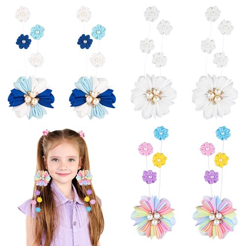 6pcs Flower Hair Clips, Webbing Hair Bows for Girls 3 Colors Flower Alligator Clips Barrettes Cute Flower Hair Accessories for Girls Kids Babies Women Decoration