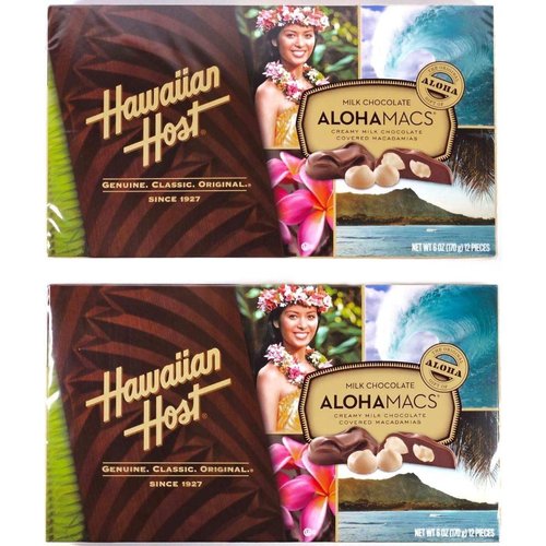 Hawaiian Host Aloha Macs Milk Chocolate Macadamia Nuts (7 ounce box, 14 pieces) (2 Boxes)