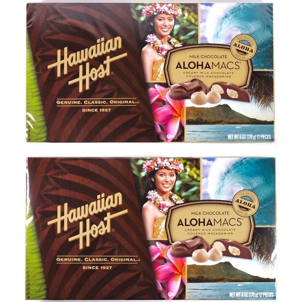 Hawaiian Host Aloha Macs Milk Chocolate Macadamia Nuts (7 ounce box, 14 pieces) (2 Boxes)