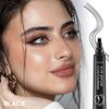 evpct SUAKE 2Pcs Black Magic Microblading Eyebrow Contouring Pen Pencil, 4 Tipped Precise Brow Pen with Sponge Micro-Fork Tips Applicator, Create Natural Looking Brows Eyebrow Makeup Long Lasting