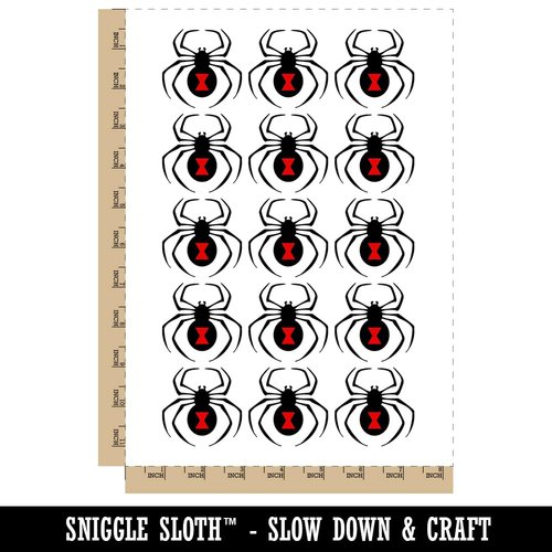 Black Widow Spider Temporary Tattoo Water Resistant Fake Body Art Set Collection - 15 2" Tattoos (1 Sheet)