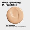 Revlon Age Defying 3X Makeup Foundation, Firming, Lifting and Anti-Aging Medium, Buildable Coverage with Natural Finish SPF 20, 045 Warm Beige, 1 fl oz