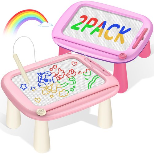 Officygnet Toddler Toys for 1 2 3 Year Old Girls, 2 Pack Magnetic Drawing Board for Kids, Doodle Board for Toddler 1-2 & 2-3, Learning Toys for Toddler Age 1-3, Christmas Birthday Gifts for Baby Girls