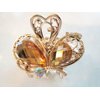 Generic Jeweled antique gold hair claw clip with crystals (Primary color: Blue (only 1 left))