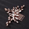 Teyglen Women Dainty Simple Full Rhinestones Rose Gold Bride Wedding Hair Comb Luxurious Hair Accessories Shiny Rhinestones Bridal Side Hair Combs for Women Bride Girls (Rose Gold)