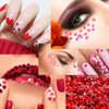 MAIOUSU STORE 72 Grids Valentine's Day Nail Art 3D Pink Red Holographic Nail Sequins Lazer Butterfly Star Moon Flakes Glitter Heart Hollow Heart Lip Shape Laser Flakes Sparkly Confetti