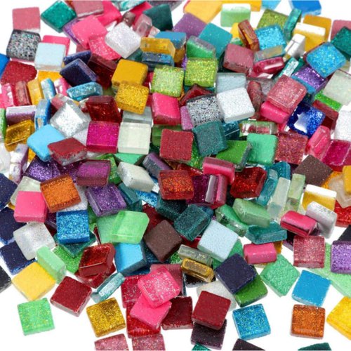 BestTeam Mixed Color Crystal Mosaic Tiles, Transparent Glass Mosaic Tiles Glass for Art Crafts DIY Children Puzzle Handmade Materials Home Decor (300g)