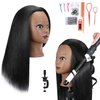 Willinghair Mannequin Head with 100% Real Hair, 18" Hairdresser Cosmetology Manikin Training Practice Doll Head with Free Clamp and 9 Tools for Hairstyling - Black