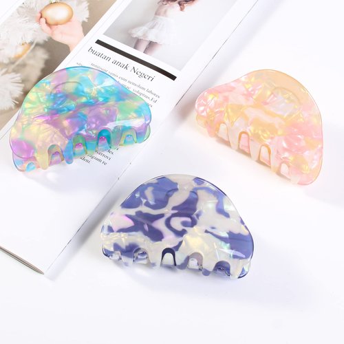Jayongnee clip Hair Claw Clips for Women, Shell Hair Clips for Thin Hair, French Design Acrylic Hair Barrettes with Print Hair Accessories for Women Girls Strong Hold Jaw Clips