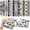 48 Checkered Flags 24PCS Checkered Flags Temporary Tattoos Sticker 24PCS Slap Bracelets Perfect for Themed Birthday Party Favors Baby Showers or Classroom Rewards Ideal Decor and Gifts