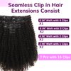 IDN BEAUTY Seamless Clip In Hair Extensions Human Hair, 3c 4a 4c Afro Kinky Curly 14 Inch 110g 7pcs Natural Black Seamless Curly Clip Ins Remy Hair Seamless Clip Ins For Black Women PU Invisible Edge