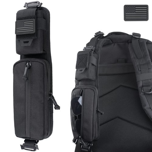WYNEX Molle Accessories Pouch of Double Zipper Pocket Version, Backpack Strap Pouch Shoulder Strap Molle Attachment Tactical Accessories Bag Shoulder Starps Zipper Pocket Additional Phone Holder