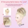 HOOJIH Messy Bun Hair Piece, Claw Clip in Straight Hair Bun 9 Inch Short Ponytail Extension with Bendable Metal Wire Hair Pieces for Women Fake Pony DIY Styles - Medium Brown with Blonde Highlights