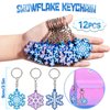 Snowflake Birthday Party Favors Supplies Kids Girl Winter Party Decorations Set Include 12 Invisible Ink Pen,12 Mini Notebook,12 Slap Bracelets,12 Silicone Keychains, 12 Stampers,1 Snowflake Sticker