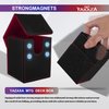 YAXAZA MTG Deck Box with Commander Display Window, Card Deck Box Fits 100+ Double Sleeved Cards, TCG Strong Magnetic PU Leather Box with 2 Dividers and 1 Toploader (Black & Red)