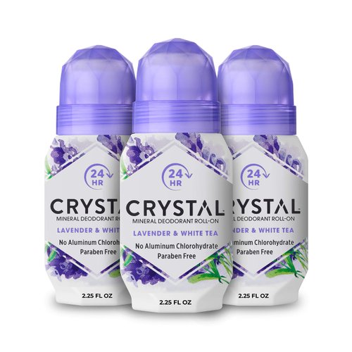 CRYSTAL Aluminum Free Mineral Deodorant Roll-On for Women &amp; Men, Lavender &amp; White Tea - Paraben F...