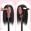 Mannequin Head with Human Hair 16'' Cosmetology Manikin Doll Head with 100% Real Human Hair Mannequin Head for Braiding Hairstylists Cosmetology Students Practice Styling with Free Clamp Holder-Black
