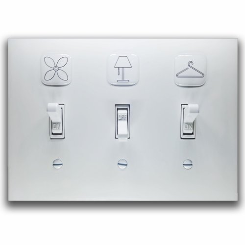 Visual Light Switch Sticker Labels - Bedroom & Bathroom Theme, White, 2D Design, 24PCS
