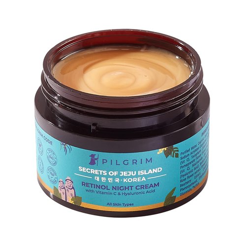 Pilgrim Korean Retinol Night Cream | Enriched with Vitamin C & Hyaluronic Acid | Anti Aging Face Cream | Fights Wrinkle & Dark Circles | for Refreshing Radiant Skin | 1.76 Oz/50gm