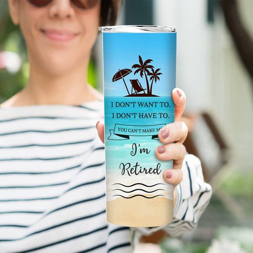 Fatbaby Retirement Gifts for Women,Happy Retirement Travel Tumbler Cup,Retired Gifts for Women Coworker,Vacuum Insulated Stainless Steel Skinny Tumbler With Lid and Straw 20oz