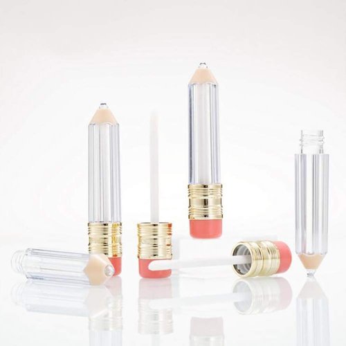 5 Pcs 5ml Empty Lip Gloss Tubes Transparent Pencil Shaped Lip Balm Vials Bottles Containers with Lip Brush for DIY Lipstick Lip Gloss Samples
