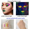 12 Pieces Glow In The UV Light Body & Face Paint,Glow In The Black Light Face Painting Kits Makeup for Adult Glow Party Supplies