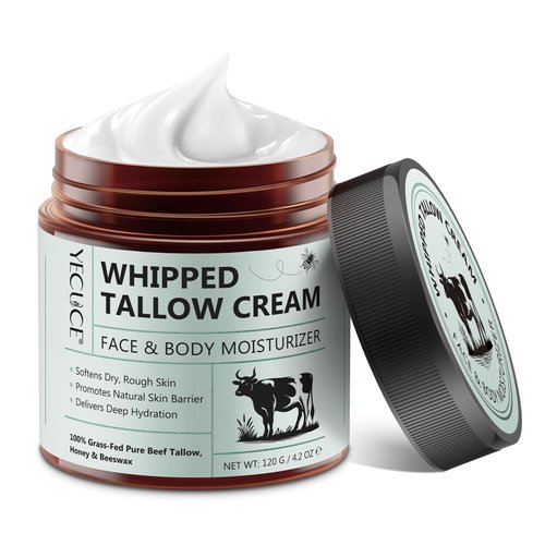 Liefiet Beef Tallow for Skin, Tallow and Honey Balm 4.2oz, Organic Tallow Balm Moisturizers for Face and Body, 100% Grass Fed Whipped Beef Tallow Cream
