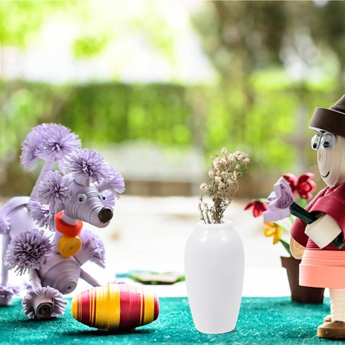 SEWACC 2Pcs Miniature Ceramic Vase Dollhouse Mini Vase Model Furniture DIY Doll House Vase Micro Landscape Fairy Garden Decoration ( White )