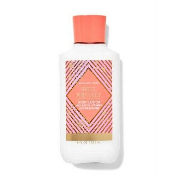 Bath & Body Works Sweet Whiskey Body Lotion 8 Ounce Pink and Gold Starburst Label