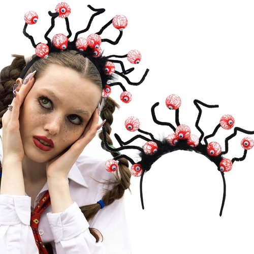 Firuilo Halloween Headband Black Eyeballs Hair Band Furry Hair Hoop Costume Head Band for Hallowe...