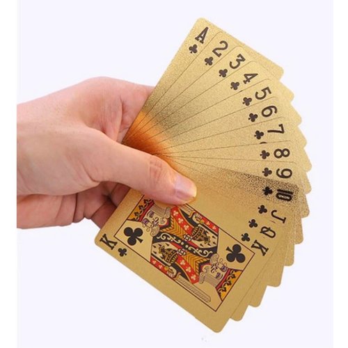 Gold Diamond Playing Cards - Durable and Waterproof, Perfect for Magic, Poker, Parties, and Special Occasions. Ideal for Memorable Gifts. ($100 Bill Theme, 1 Deck)