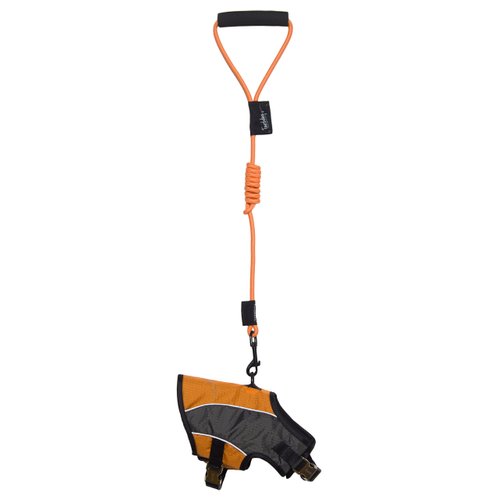 TOUCHDOG 'Reflective-Max' 2-in-1 Premium Performance Adjustable Pet Dog Harness and Leash Combination, Medium, Orange, Charcoal Grey