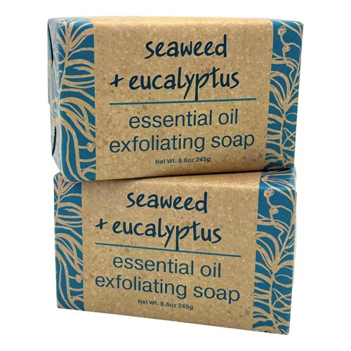 Greenwich Bay Trading Co, Seaweed and Eucalyptus Essential Oil Exfoliating Bath Bar Soap, Set of 2, 8.6 Ounces Each