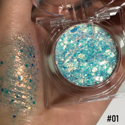 Holographic Eyeshadow Glitter Gel, Blue Gold Purple Shimmer Eyeshadow Makeup Palette,Music Festival Rave Accessories for Girls Women Face Hair Sparkling Makeup,Long Lasting Waterproof Shimmmer,#1