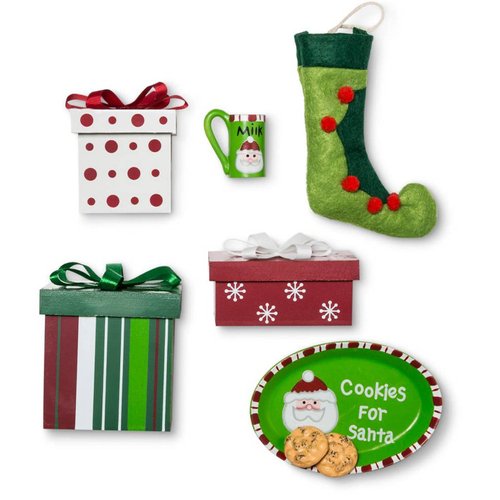 THE QUEEN'S TREASURES 18 Inch Doll Accessories, Christmas Play Set Includes 3 Gift Boxes, Stocking, Platter, Mug & Cookies for Santa. Compatible for Use with American Girl Doll