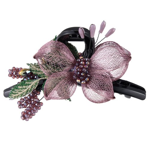 Hair Clips for Women - Copper Wire Hand-woven High-level design Hair Claws Elegant Flower Hair Accessories, Crystal Hair Claw Barrettes for Ladies Thin Thick Hair, Mother's Day Gifts (Pink)