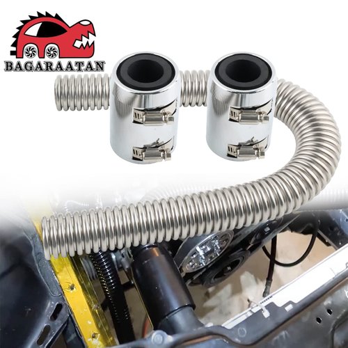 BAGARAATAN Universal 24" Flexible Radiator Hose Stainless Steel Universal Water Hoses Adapter Coolant Radiator Hose Kit Could be Used with 1-1/4", 1-1/2", 1-3/4" or 1-5/8" Radiator Necks (Silver)