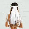 YISSION White Wedding Veil Bow Hair Barrettes, Short Bridal Veil Bow Hair Clip, Bow Veil for Bachelorette Party Wedding