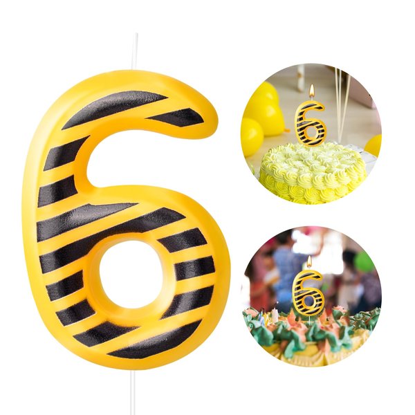 Construction Themed Birthday Candles Number 6 Candle Birthday Party Decoration Cake Topper for Construction Party Decoration Theme Party Supplies (Number 6)