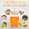 GIVAMEIHF16oz Honey Pot,Glass Honey Jar with Dipper Stick-Extra Mason Jar Honey Dipper Lid,Honey Containers with Wooden Dipper,Honey Jar for Storing Honey,For Christmas Gift,Home Kitchen