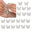 ALGLEA 20PCS Butterfly Nail Charms, 3D Butterfly Charm for Nail Alloy Butterfly Nail Art Charms with Gems and Rhinestones for Nail Design Cute Nail Art Decorations Supplies(White Silver