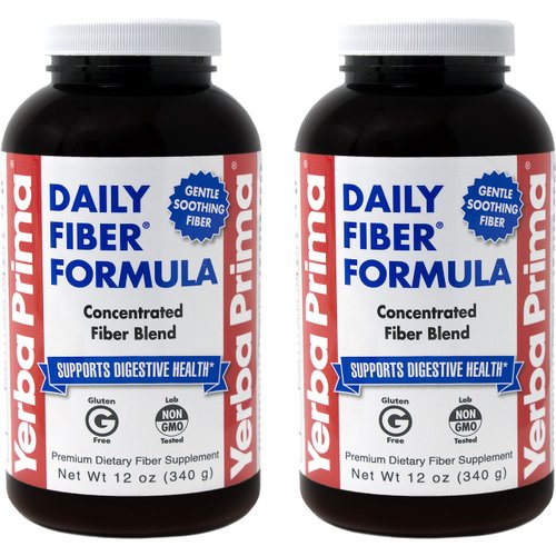 Yerba Prima Daily Fiber Formula Powder - 12 oz (Pack of 2) - Soluble &amp; Insoluble Dietary Fiber Su...