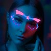 HOWAF 4th of July Glow UV Neon Temporary Tattoos 10 Sheets Independence Day Face Tattoo for USA Patriotic Party Supplies, American Flag Tattoos Stickers Face Art Decoration Red White Blue Tattoos